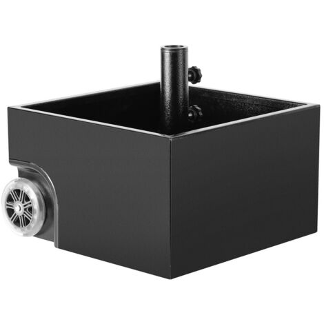 Hengda Supporto per ombrellone su ruote, Base per ombrellone, 44,5x44,5x27 cm, 68 kg quando riempito, Nero, Regolabile per pali per ombrellone da 38/48 mm (1/5)