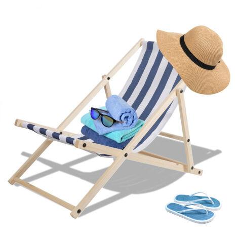 SWANEW Sedia per cottura da giardino le loungers beach legno sedia da campeggio da campeggio pieghevole da 120 kg pieghevole blu bianca blu (1/5)