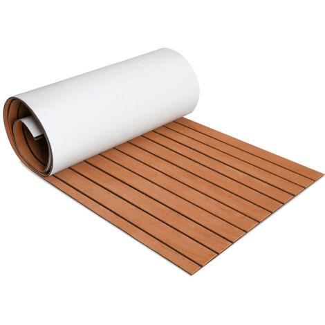 SWANEW Tappetino per ponte in EVA Tappetino per barca in schiuma Tappetino per ponte in teak Finta barca 1X Strisce 2400x900x5mm Marrone
