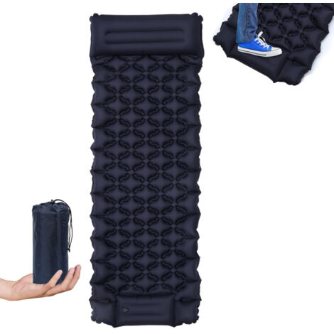 Hengda Materassino da campeggio autogonfiabile. materassino con cuscino e pompa a pedale. materassino gonfiabile portatile per campeggio. viaggi. escursioni. 192x60x8.5cm. blu navy (1/5)
