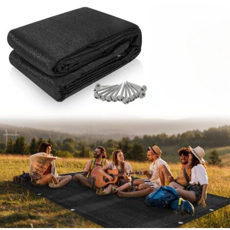 SWANEW Tappeto da esterno Tappeto da Tenda Tappeto da Viaggio da Campeggio Tappeto da Gazebo per Caravanna 400X400cm Nero (1/5)