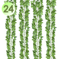 SWANEW Foglie di edera finte 24 pezzi edera artificiale ghirlanda di edera di seta verde da appendere pianta rampicante per feste matrimoni