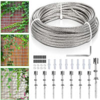SWANEW Rete metallica per piante Corde Cable Acier Inoxydable de - Tendeur de câble Tuteurs pour plantes grimpantes, cordes à linge 12M