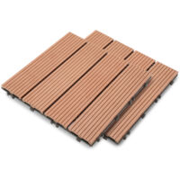 SWANEW Lastra per terrazza 11 pezzi Piastrelle in legno a incastro Piastrelle di rivestimento 30 x 30 per terrazza da giardino, Marrone