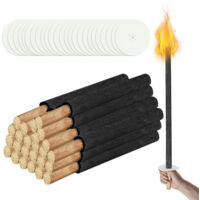 SWANEW Torce Torcia di cera con manico lungo Protezione della mano Torce da giardino Set 25 pezzi Tempo di combustione 45 min