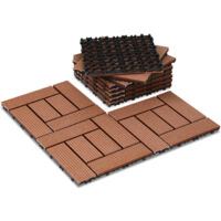 SWANEW Lastra per terrazza Piastrelle per terrazza in WPC per esterni, 30x30 cm, resistente agli agenti atmosferici, sistema a innesto, marrone 33 pz