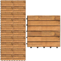 Jopassy Piastrella in legno di acacia 30 x 30 Piastrelle a incastro Piastrelle per balconi Piastrelle per terrazze Piastrelle in legno per terrazze Sistema a incastro Per esterni 99x