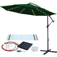 SWANEW Ombrellone con LED, ombrellone da giardino con 8 montanti, ombrellone inclinabile, ombrellone per giardino, spiaggia, piscina e bar 350 cm verde