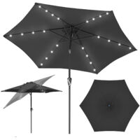 SWANEW Ø2.7m ombrellone parasole UV40+ giardino ombrellone solare con manovella e LED rotondo,Grigio