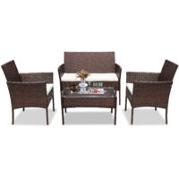 SWANEW Mobili da giardino in vetro Set di sedute per balcone Set di mobili da giardino Divano marrone