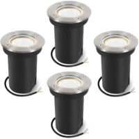 Hengda 4x 3W Luci sotterranee Orientabile lampada LED Bianco neutro - Alloggiamento argento, sotterranea per giardino, illuminazione esterna