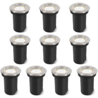 Jopassy 10x 3W Luci sotterranee Orientabile lampada LED Bianco neutro - Alloggiamento argento, sotterranea per giardino, illuminazione esterna