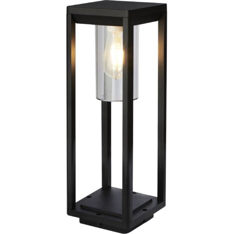 Borne Extérieure ATLANTA 1L Alu noir et polycarbonate clair E27 max 60w Haut 45cm (1/5)
