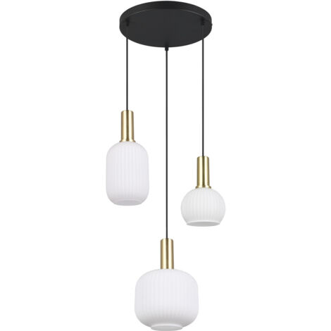 Suspension, Suspension trois lampes 30 cm Diva Blanc en Verre, TRIO