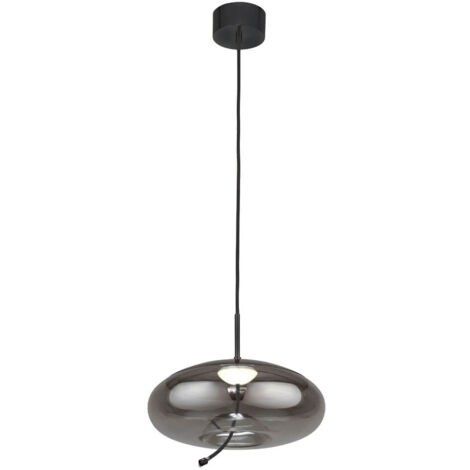 Searchlight Lisbon Suspension dôme à 1 lumière DEL, noir et verre fumé 2700K (1/3)