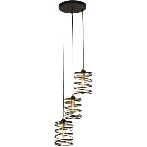 Searchlight Spring Suspension à 3 lumières Drop, noir et or (1/3)