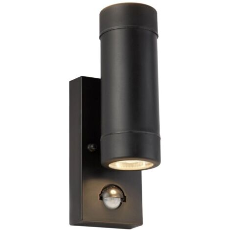 Searchlight Outdoor - Applique murale d'extérieur à 2 lampes noire avec capteur PIR IP44, GU10 (1/3)