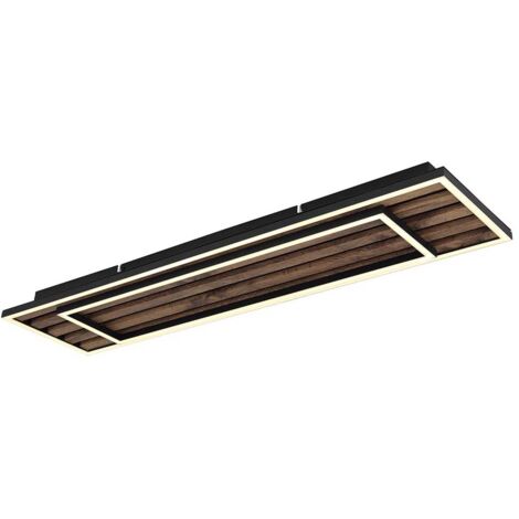 Plafonnier Woody noir avec rectangle de bois - 67345D2 (1/5)