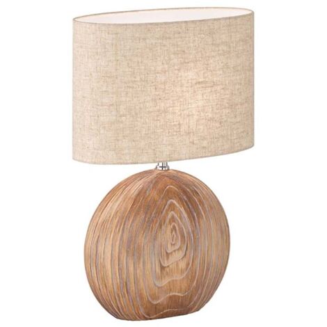 Lampe de table lampe de chevet lampe d'appoint E14 céramique aspect bois textile sable