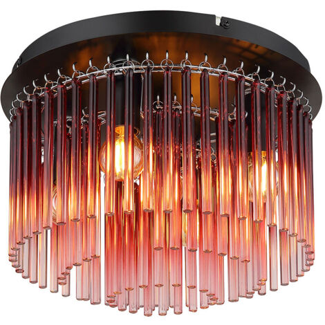 Globo - plafonnier - GORLEY - noir - verre - Ø 32cm - E14 -
