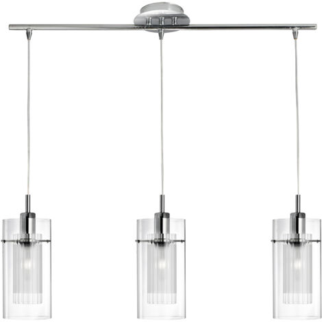 Searchlight Duo 1 - Luminaire suspendu à 3 ampoules, chrome, verre, E14