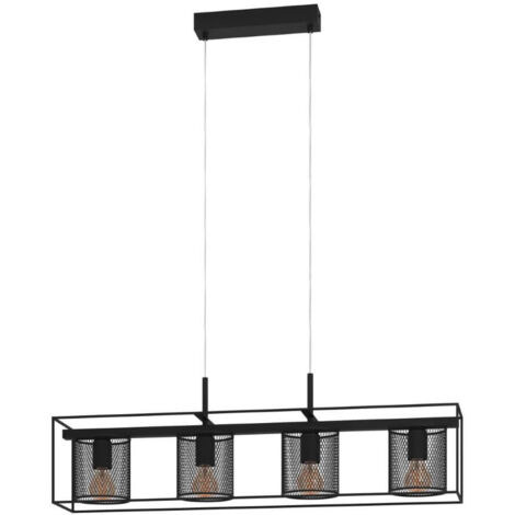 Lampe suspendue Catterick Steel noir E27 4x40w L: 91cm B: 16,5 cm H: 110 cm Dimmable (1/3)