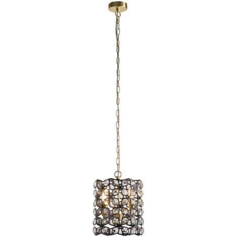 Searchlight Iris Suspension à 2 lumières Noir, Cristal, Laiton (1/4)