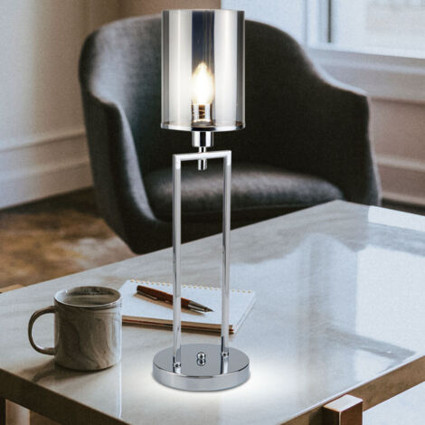 Lampe de table lampe sur pied en verre chromé liseuse câble d'éclairage interrupteur projecteur (1/5)