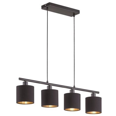 Suspension, Suspension 4 lampes Tommy Noir en Metal, TRIO (1/4)