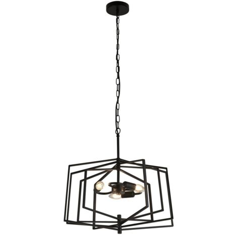 Searchlight SLINKY - Pendentif de plafond cage noir mat réglable à 3 ampoules en métal (1/3)