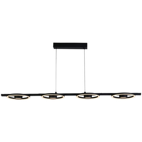 Searchlight Space Suspension de plafond à 4 lampes à DEL, métal noir (1/4)