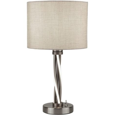 60W Vegas a tordu la lampe de table menée, argent satiné argenté / plaqué blanc (1/3)