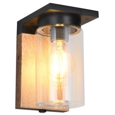 Applique murale Ardila noir avec bois - 211660135 (1/3)