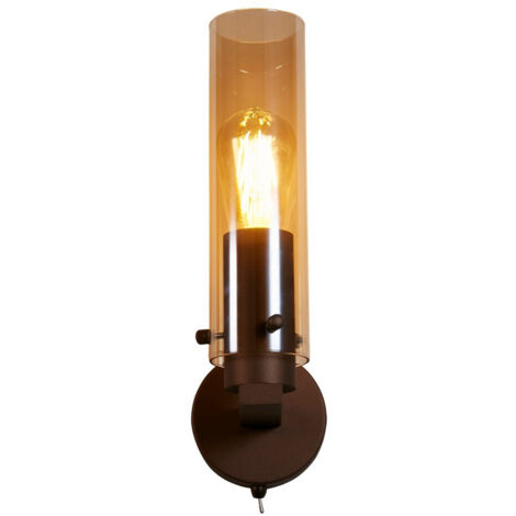 Searchlight Sweden II Applique 1 lumière en métal moka et verre ambré (1/4)