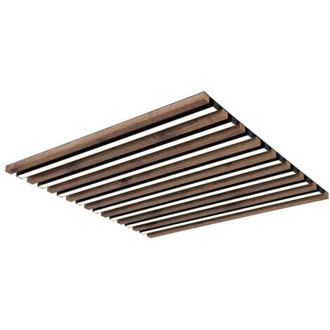 Plafonnier en bois avec télécommande et variateur LED marron L 60 cm (1/5)