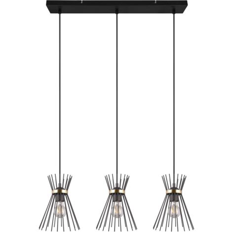 Suspension, Suspension de plafond metal or et noir Rod Noir en Metal, TRIO (1/5)