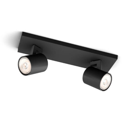 Spot métallique à 2 lumières philips runner gu10 ip20 noir - 43531500