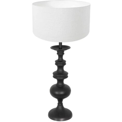 Lampe de table classique Lyons C avec abat-jour en lin blanc - 3485ZW (1/5)