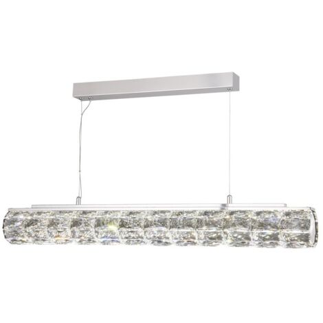 Searchlight Remy - Barre de suspension à 1 ampoule DEL intégrée, chrome, garniture en cristal clair (1/3)