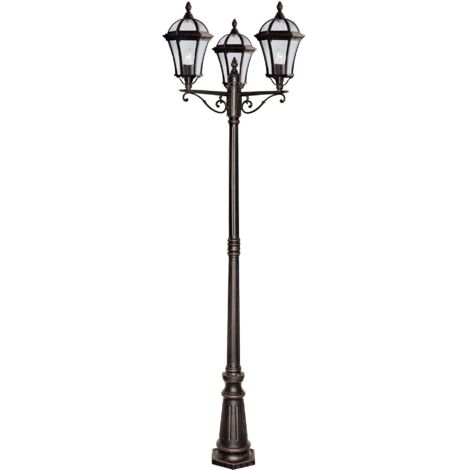 Searchlight Capri - Lampadaire extérieur à 3 ampoules brun rustique IP43, E27
