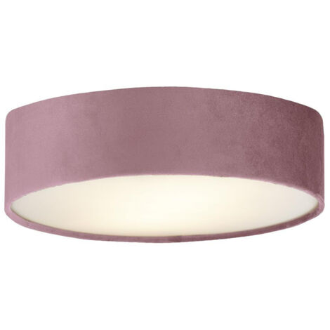 Searchlight Drum Pleat 3 Lumière Velvet Flush, Abat-jour Rose (1/3)