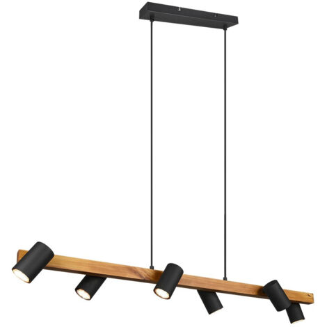 Lampe suspendue Marley 6 lumières noir avec bois - 312490632 (1/5)