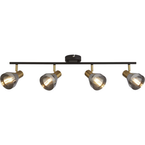 Plafonnier lampe de salon plafonnier spots réglable verre acier (1/4)
