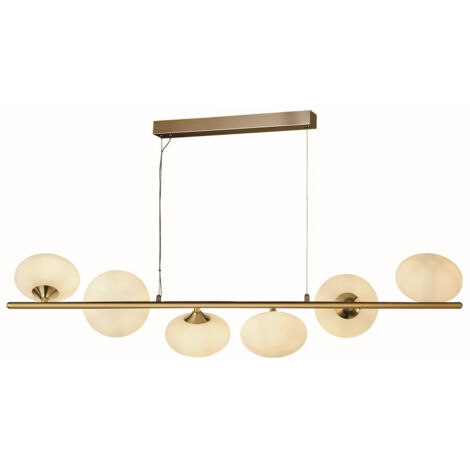 Pebble Plafonnier à 6 ampoules, verre ovale doré et blanc (1/2)