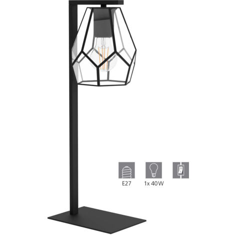 Lampe de table Mardyke Noir Clear L: 19 B: 15 h: 50.5cm avec interrupteur de câble (1/4)