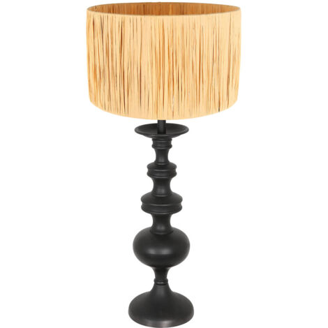 Lampe de table Lyons noir avec abat-jour paille - 3750ZW (1/5)