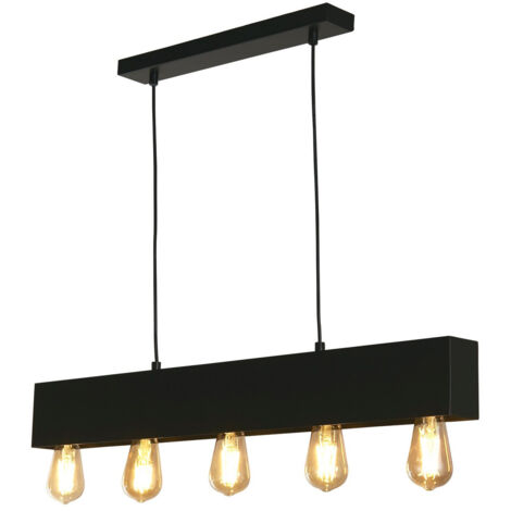 Searchlight Piano Luminaire suspendu pour bar à 5 lumières en métal noir mat (1/4)