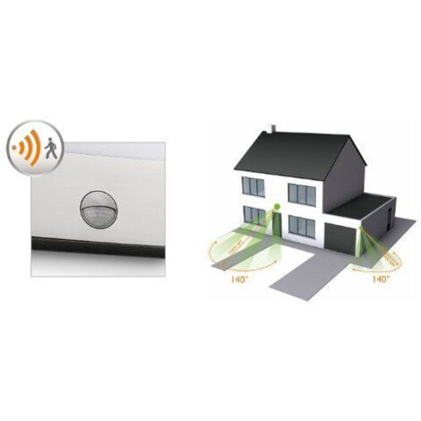 Applique extérieur détecteur Raccoon IR LED IP44 H16 cm - Gris - Gris (1/5)