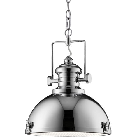 Searchlight Industrial - Luminaire suspendu à 1 dôme en chrome avec diffuseur en acrylique, E27 (1/5)