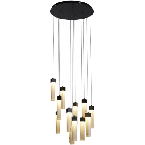 Searchlight Moonbeam Suspension à 13 lampes en métal noir et résine marbrée (1/4)